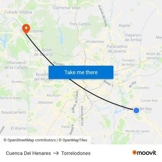 Cuenca Del Henares to Torrelodones map