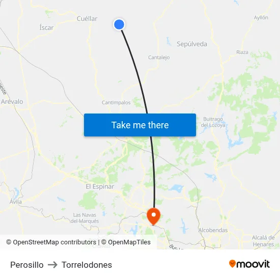 Perosillo to Torrelodones map