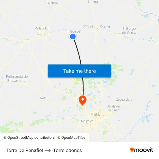Torre De Peñafiel to Torrelodones map