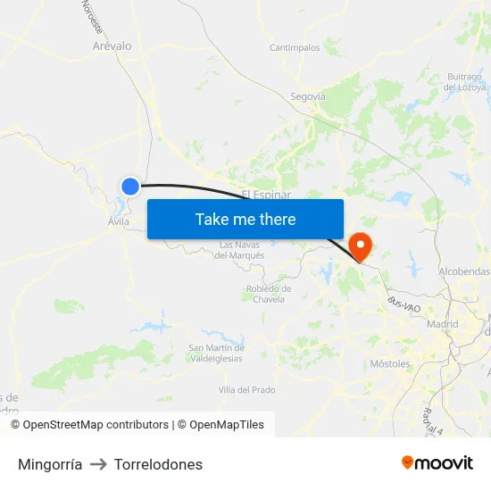 Mingorría to Torrelodones map