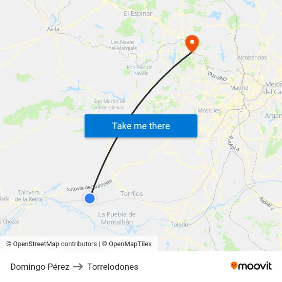 Domingo Pérez to Torrelodones map