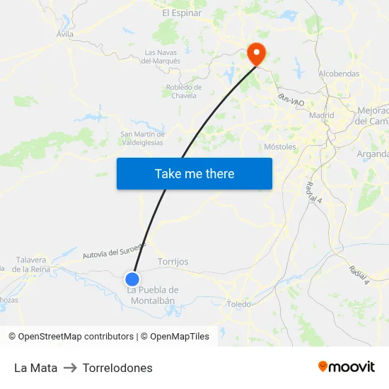 La Mata to Torrelodones map