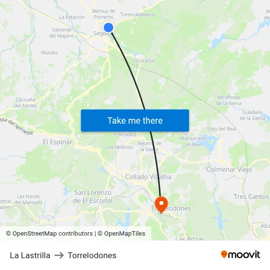 La Lastrilla to Torrelodones map