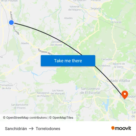 Sanchidrián to Torrelodones map