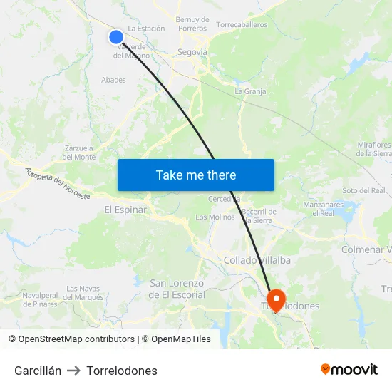 Garcillán to Torrelodones map