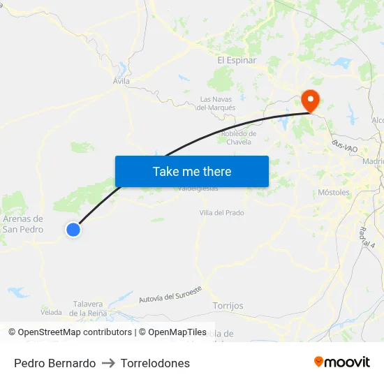 Pedro Bernardo to Torrelodones map