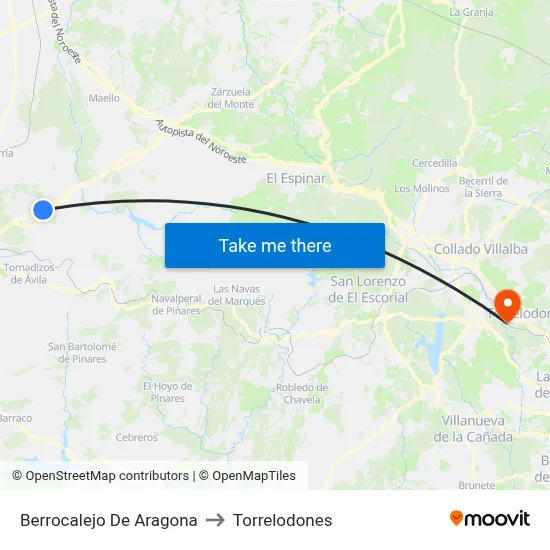 Berrocalejo De Aragona to Torrelodones map