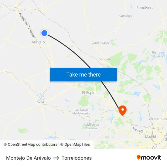 Montejo De Arévalo to Torrelodones map