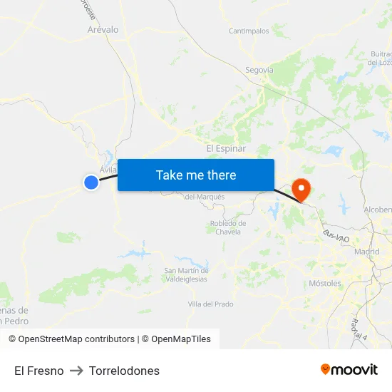 El Fresno to Torrelodones map