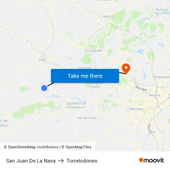San Juan De La Nava to Torrelodones map