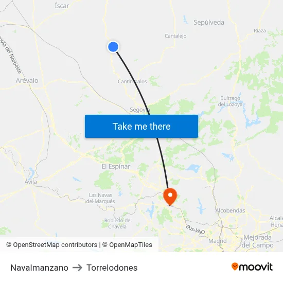 Navalmanzano to Torrelodones map