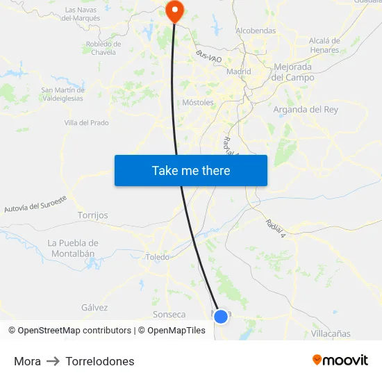Mora to Torrelodones map