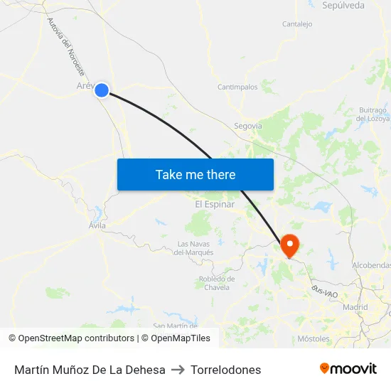 Martín Muñoz De La Dehesa to Torrelodones map