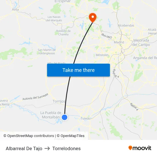 Albarreal De Tajo to Torrelodones map