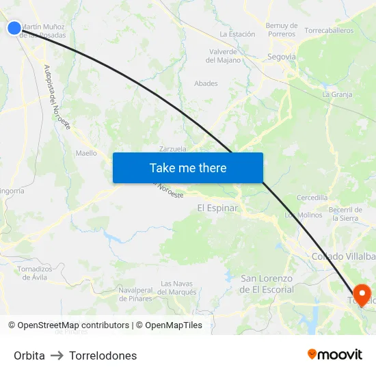 Orbita to Torrelodones map