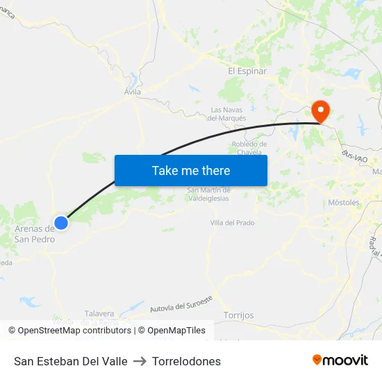 San Esteban Del Valle to Torrelodones map