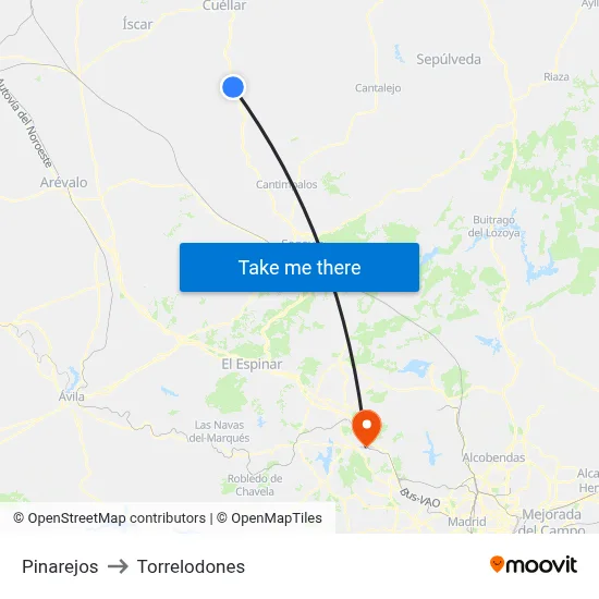 Pinarejos to Torrelodones map