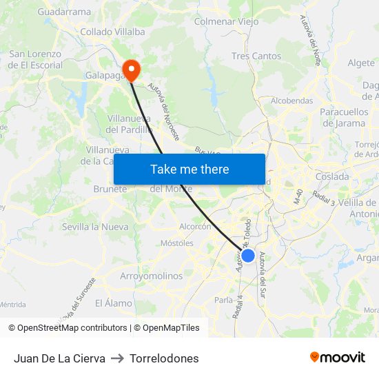 Juan De La Cierva to Torrelodones map