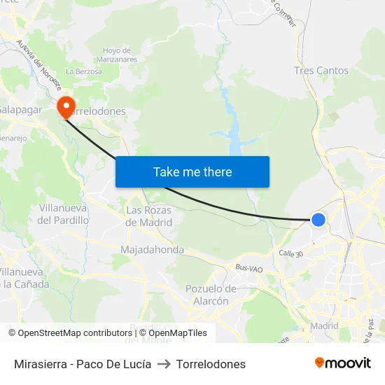 Mirasierra - Paco De Lucía to Torrelodones map