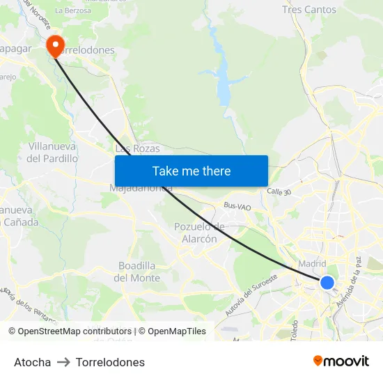 Atocha to Torrelodones map