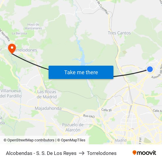 Alcobendas - S. S. De Los Reyes to Torrelodones map