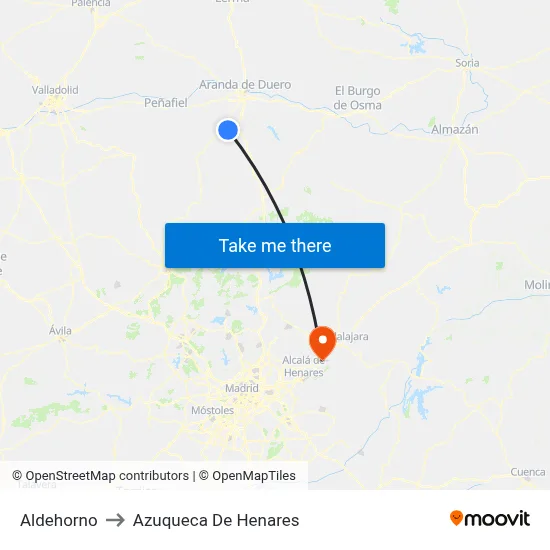 Aldehorno to Azuqueca De Henares map