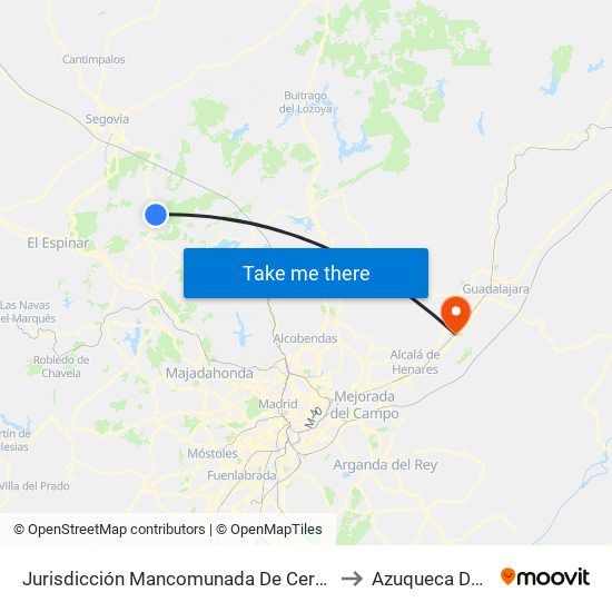 Jurisdicción Mancomunada De Cerdedilla Y Navacerrada to Azuqueca De Henares map