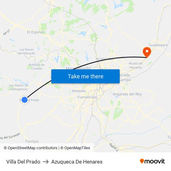 Villa Del Prado to Azuqueca De Henares map