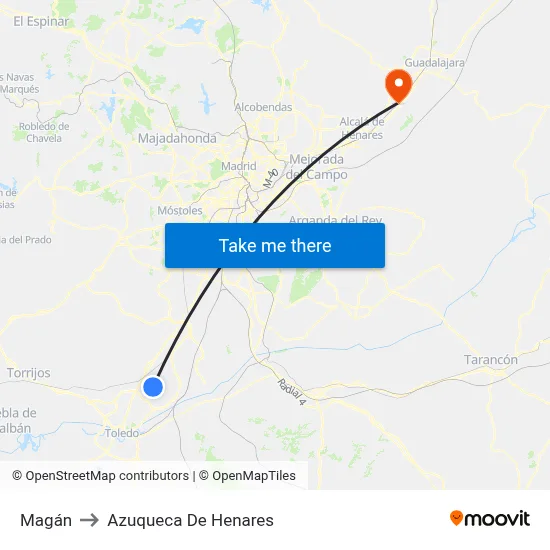 Magán to Azuqueca De Henares map