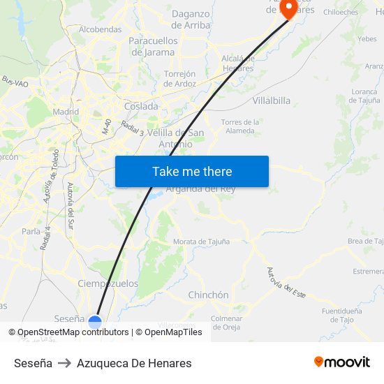 Seseña to Azuqueca De Henares map