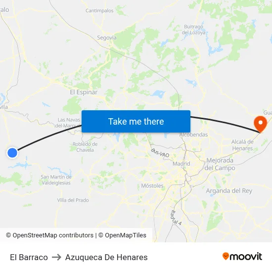 El Barraco to Azuqueca De Henares map
