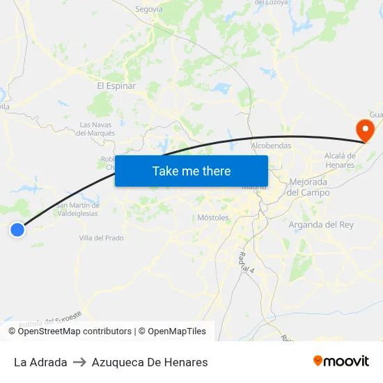 La Adrada to Azuqueca De Henares map