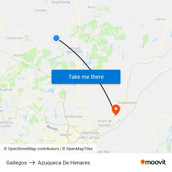 Gallegos to Azuqueca De Henares map
