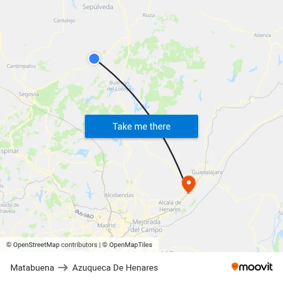 Matabuena to Azuqueca De Henares map