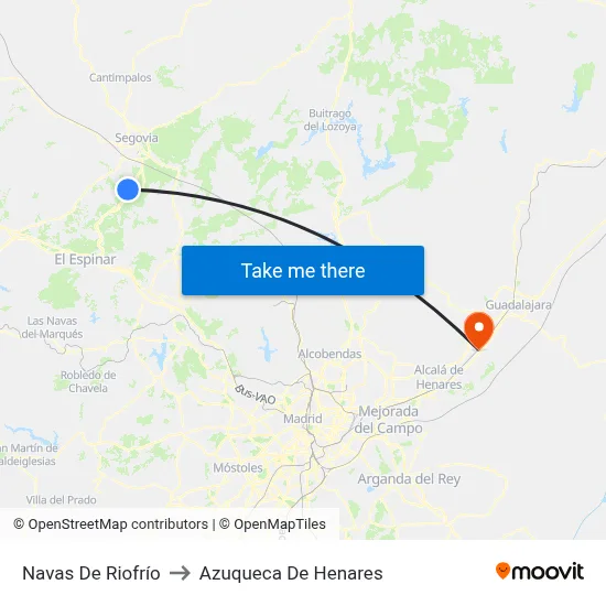 Navas De Riofrío to Azuqueca De Henares map