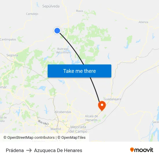 Prádena to Azuqueca De Henares map