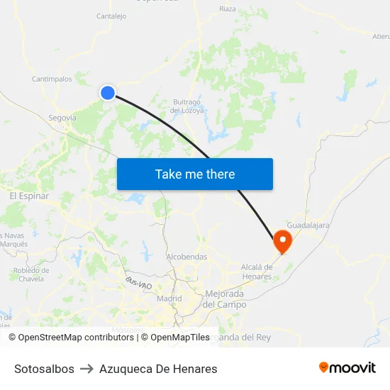 Sotosalbos to Azuqueca De Henares map