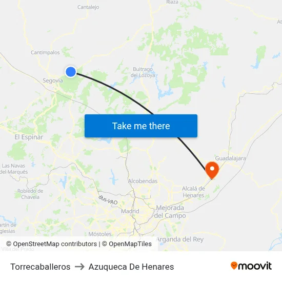 Torrecaballeros to Azuqueca De Henares map