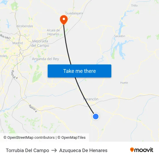 Torrubia Del Campo to Azuqueca De Henares map
