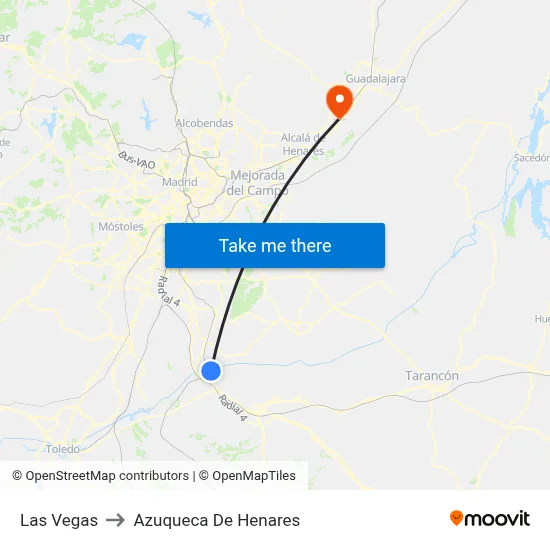 Las Vegas to Azuqueca De Henares map
