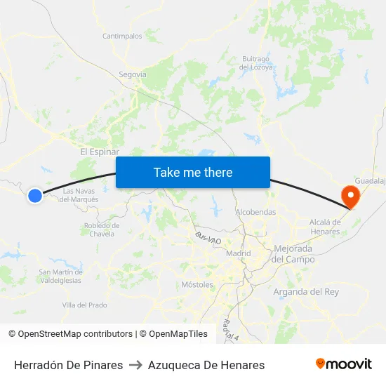 Herradón De Pinares to Azuqueca De Henares map