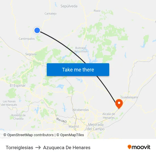 Torreiglesias to Azuqueca De Henares map