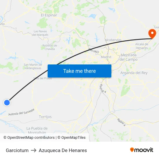 Garciotum to Azuqueca De Henares map