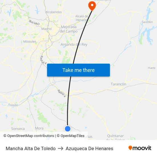 Mancha Alta De Toledo to Azuqueca De Henares map