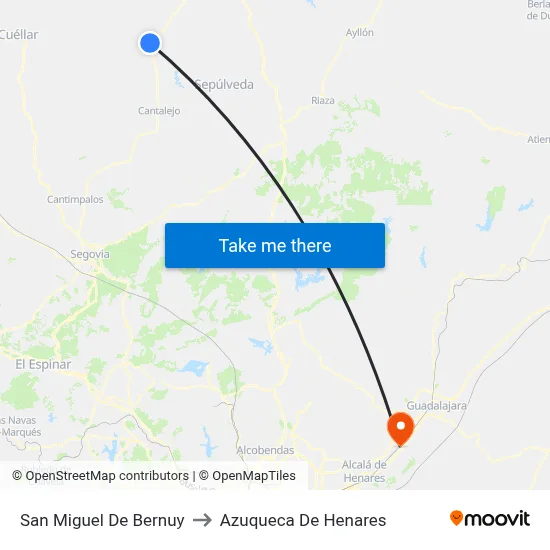 San Miguel De Bernuy to Azuqueca De Henares map