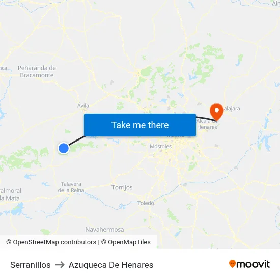 Serranillos to Azuqueca De Henares map