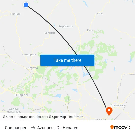 Campaspero to Azuqueca De Henares map
