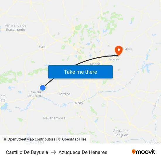Castillo De Bayuela to Azuqueca De Henares map