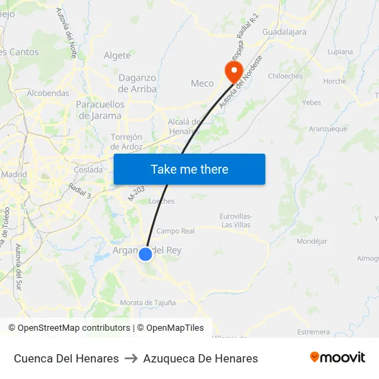 Cuenca Del Henares to Azuqueca De Henares map