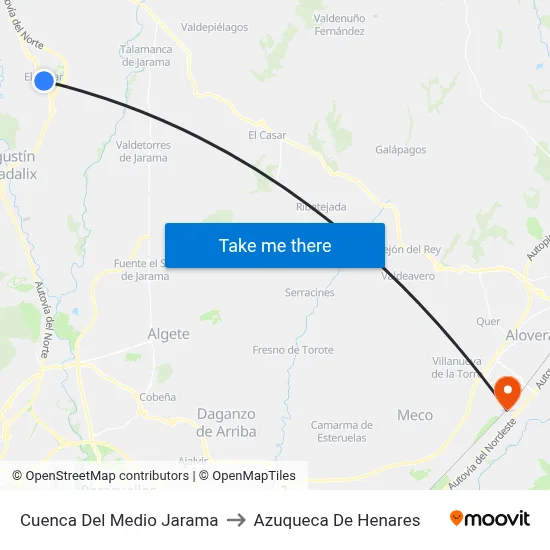 Cuenca Del Medio Jarama to Azuqueca De Henares map